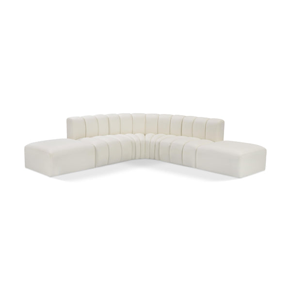 Meridian Arc Cream Vegan Leather 6 pc Modular Sectional IMAGE 1