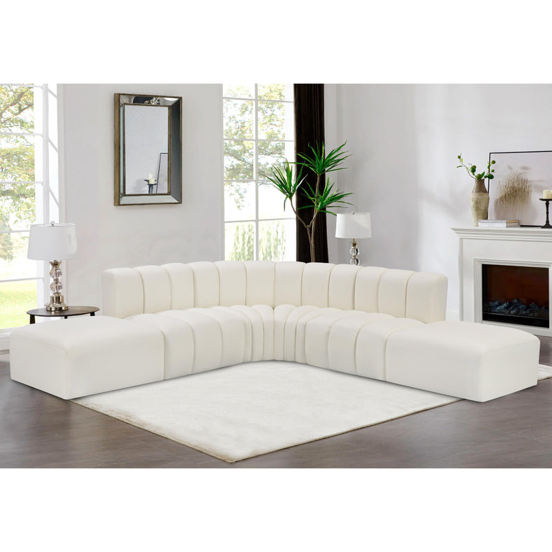 Meridian Arc Cream Vegan Leather 6 pc Modular Sectional IMAGE 2