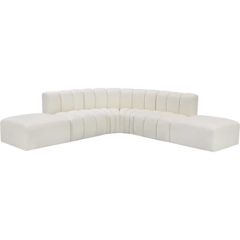 Meridian Arc Cream Vegan Leather 6 pc Modular Sectional IMAGE 3