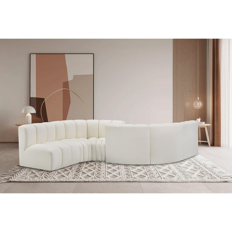 Meridian Arc Cream Vegan Leather 6 pc Modular Sectional IMAGE 2