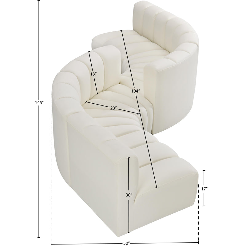 Meridian Arc Cream Vegan Leather 6 pc Modular Sectional IMAGE 7