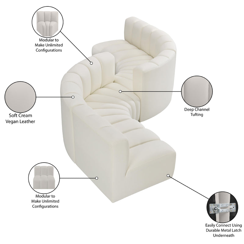 Meridian Arc Cream Vegan Leather 6 pc Modular Sectional IMAGE 8