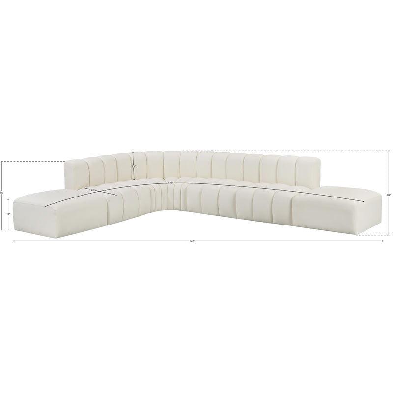 Meridian Arc Cream Vegan Leather 7 pc Modular Sectional IMAGE 10