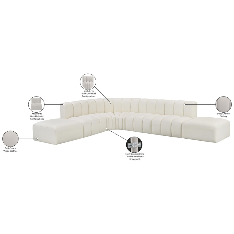 Meridian Arc Cream Vegan Leather 7 pc Modular Sectional IMAGE 11