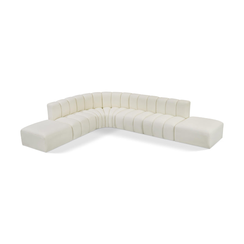 Meridian Arc Cream Vegan Leather 7 pc Modular Sectional IMAGE 1