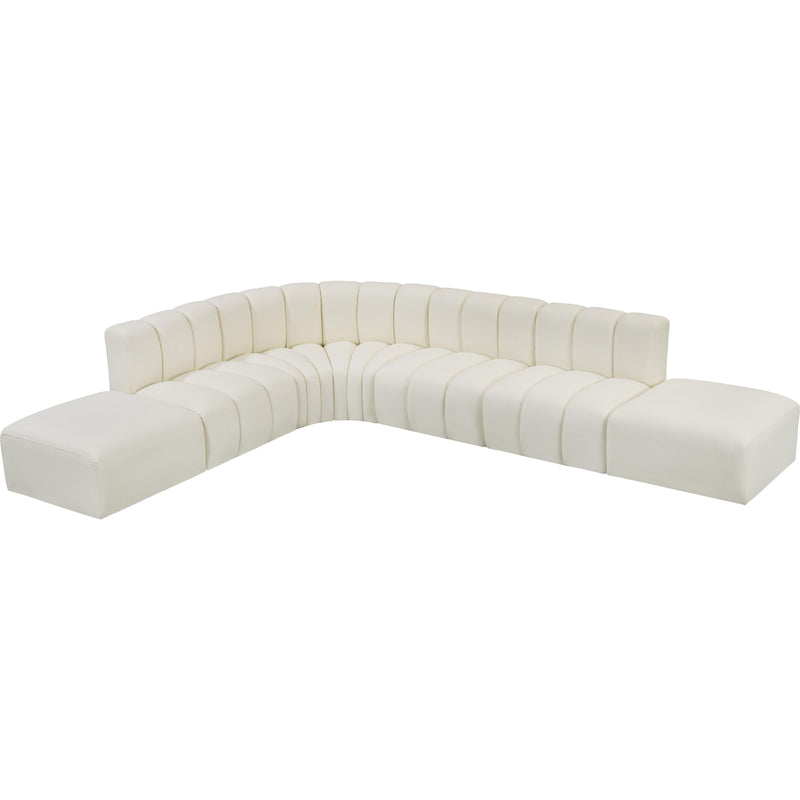 Meridian Arc Cream Vegan Leather 7 pc Modular Sectional IMAGE 3
