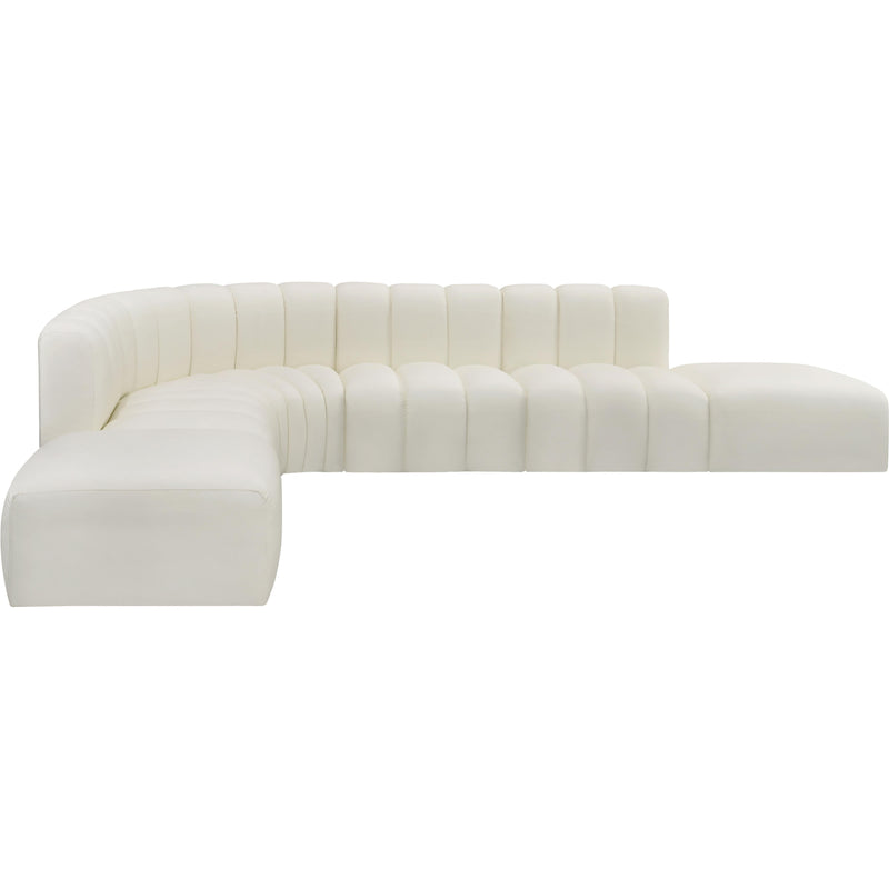 Meridian Arc Cream Vegan Leather 7 pc Modular Sectional IMAGE 4