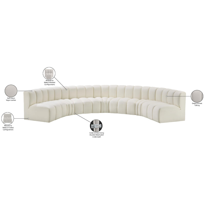 Meridian Arc Cream Vegan Leather 7 pc Modular Sectional IMAGE 12
