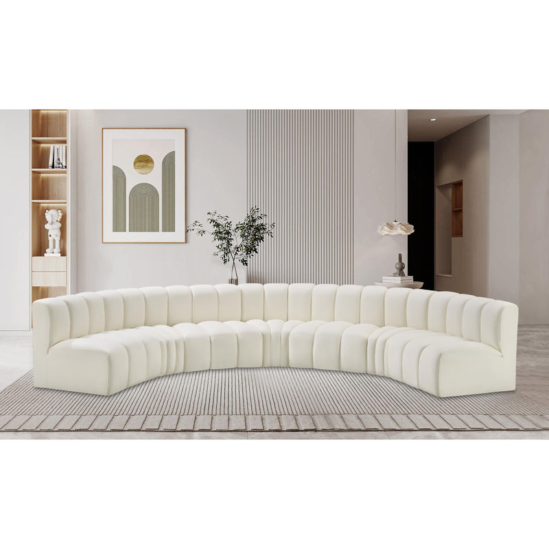 Meridian Arc Cream Vegan Leather 7 pc Modular Sectional IMAGE 2