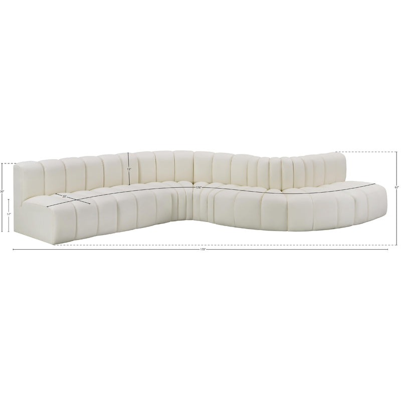 Meridian Arc Cream Vegan Leather 7 pc Modular Sectional IMAGE 12