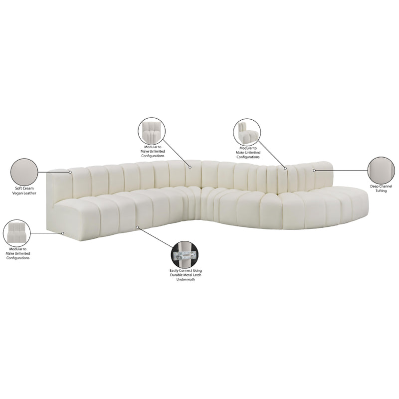 Meridian Arc Cream Vegan Leather 7 pc Modular Sectional IMAGE 13