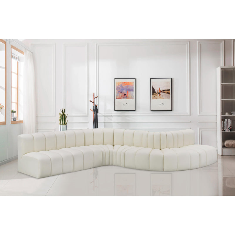 Meridian Arc Cream Vegan Leather 7 pc Modular Sectional IMAGE 2
