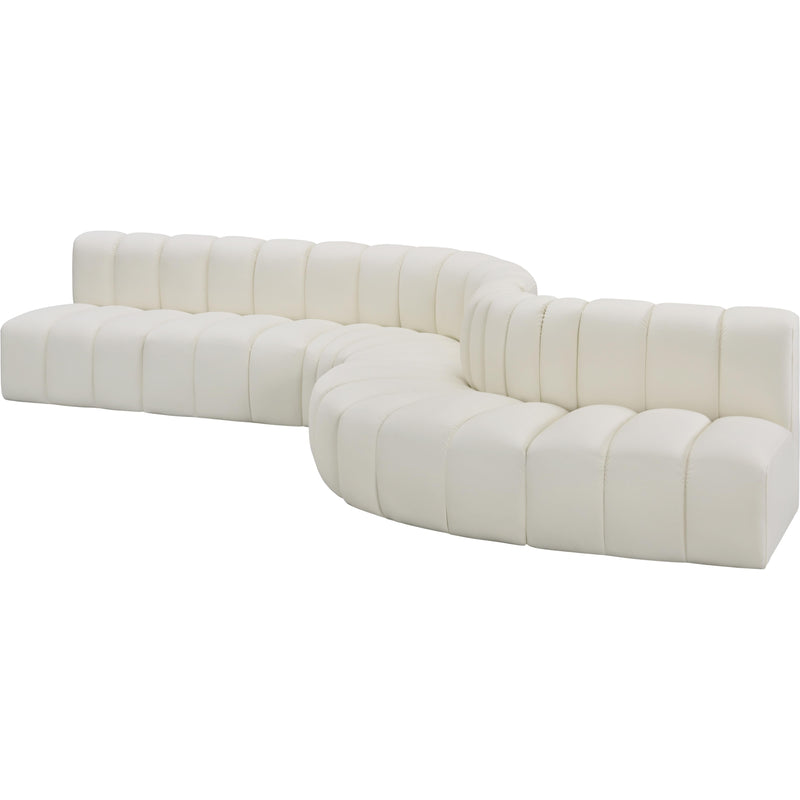 Meridian Arc Cream Vegan Leather 7 pc Modular Sectional IMAGE 4