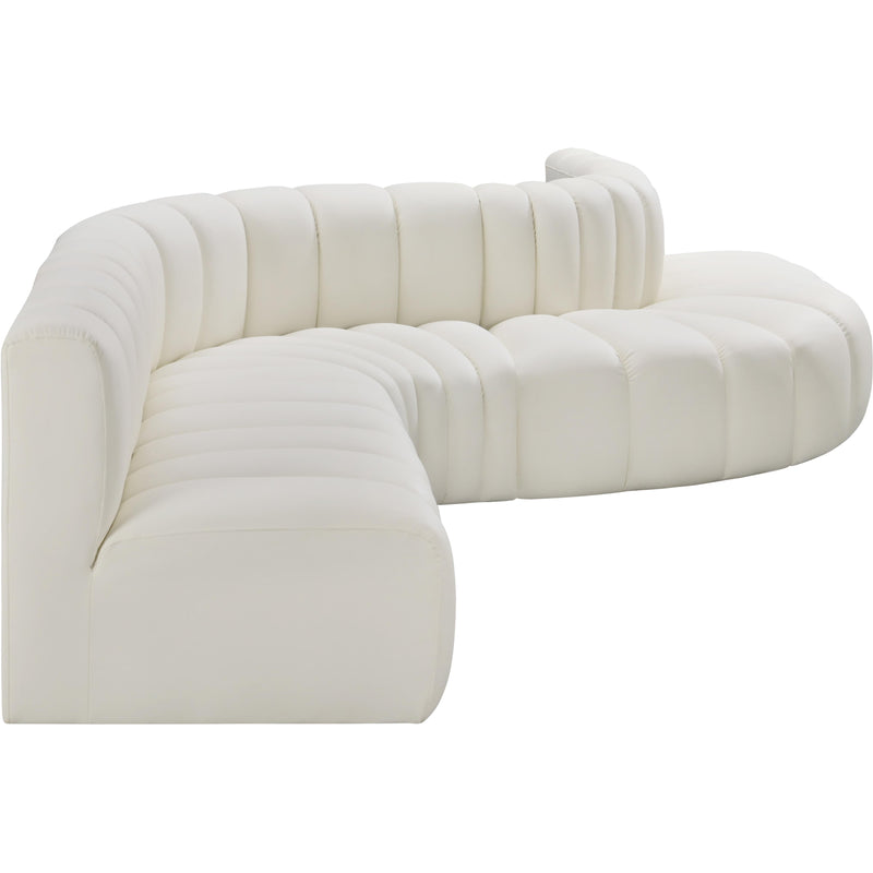 Meridian Arc Cream Vegan Leather 7 pc Modular Sectional IMAGE 5