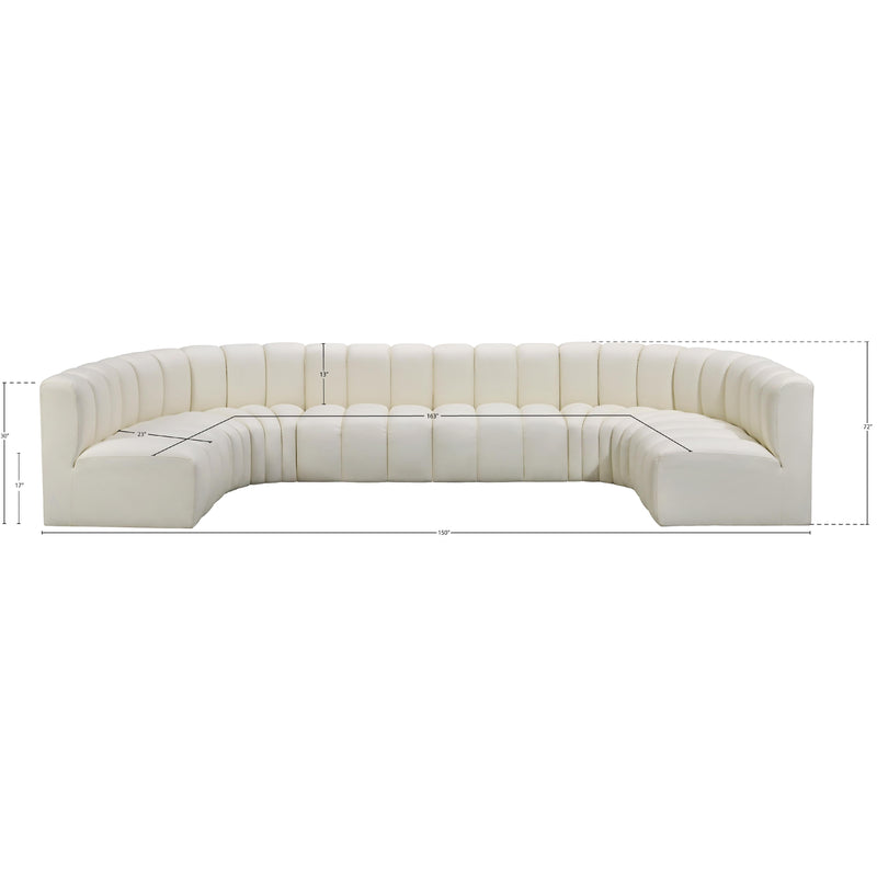 Meridian Arc Cream Vegan Leather 8 pc Modular Sectional IMAGE 12