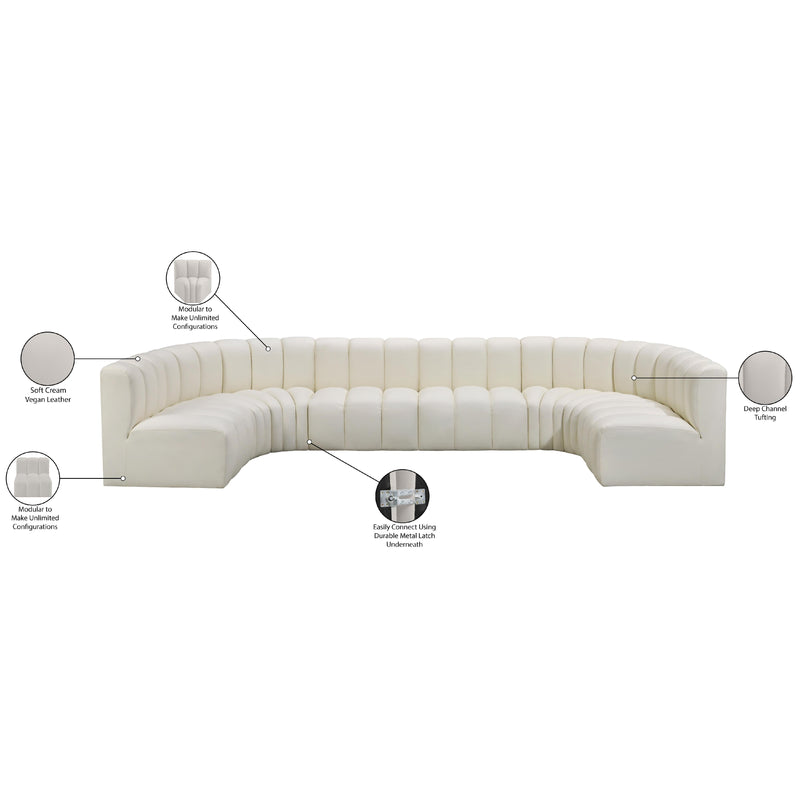 Meridian Arc Cream Vegan Leather 8 pc Modular Sectional IMAGE 13