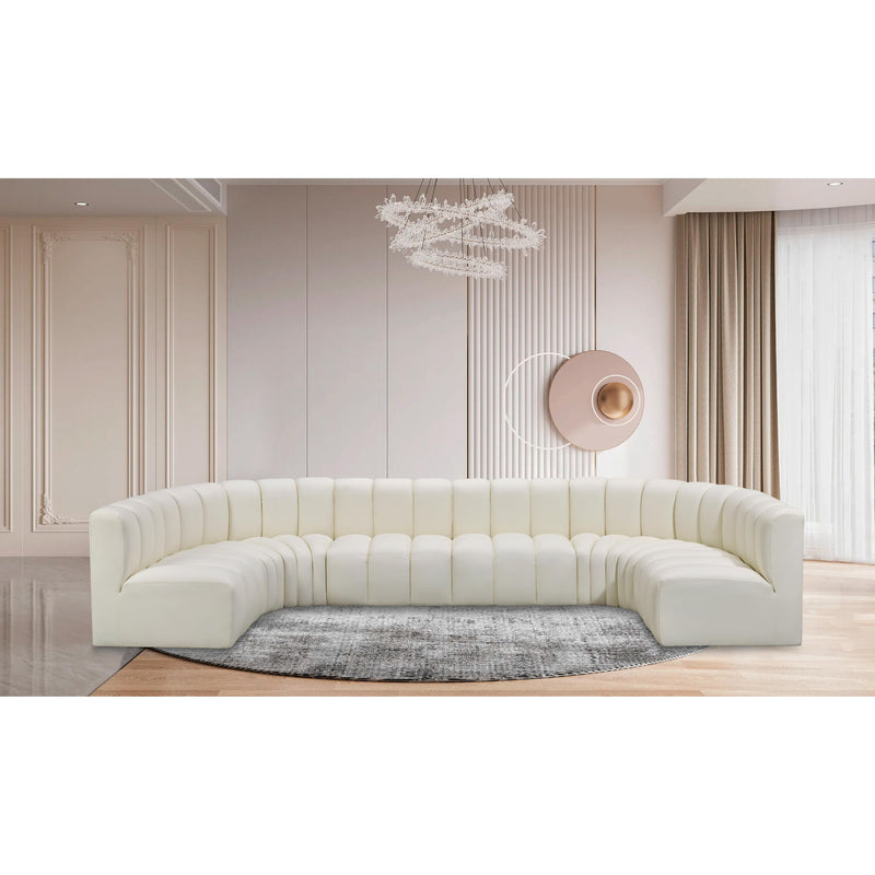 Meridian Arc Cream Vegan Leather 8 pc Modular Sectional IMAGE 2