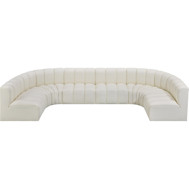 Meridian Arc Cream Vegan Leather 8 pc Modular Sectional IMAGE 3