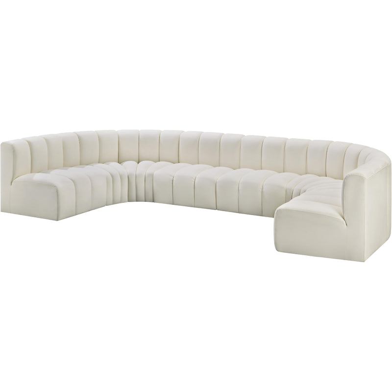 Meridian Arc Cream Vegan Leather 8 pc Modular Sectional IMAGE 4