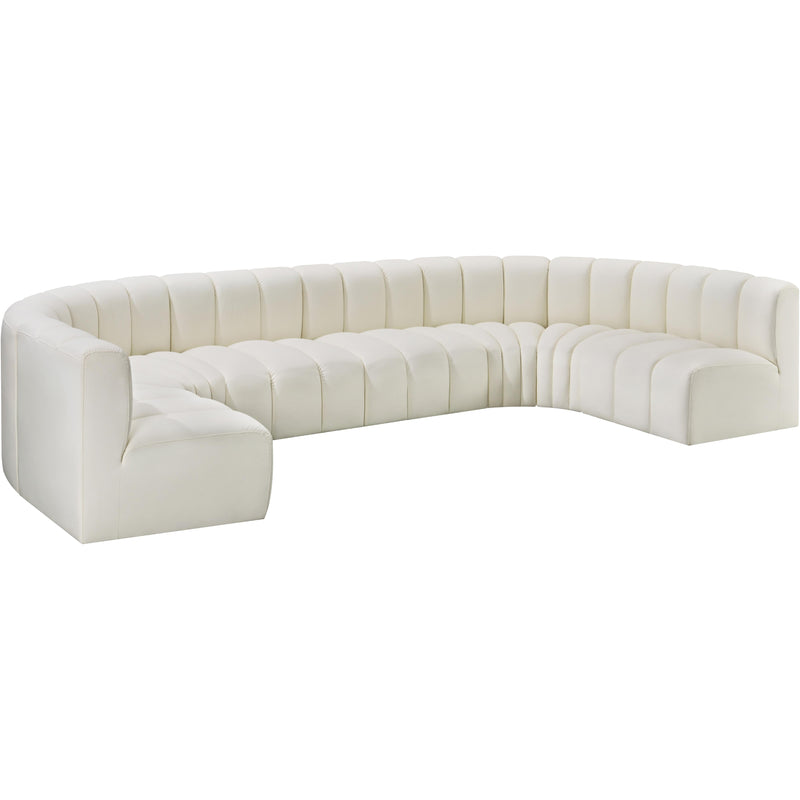 Meridian Arc Cream Vegan Leather 8 pc Modular Sectional IMAGE 5