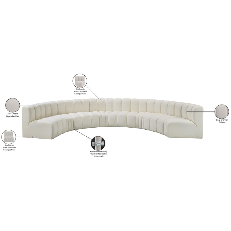 Meridian Arc Cream Vegan Leather 8 pc Modular Sectional IMAGE 12