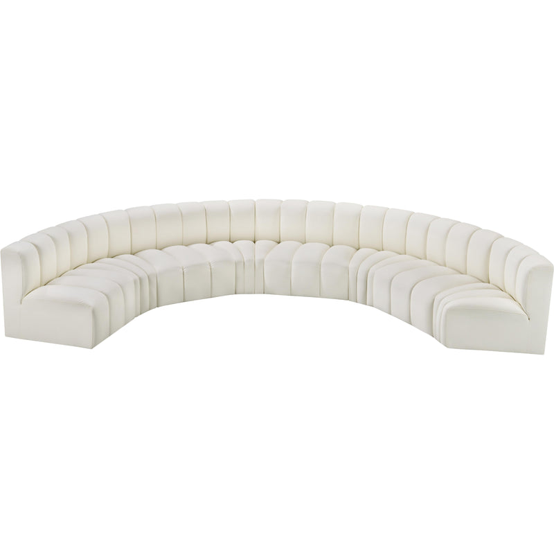 Meridian Arc Cream Vegan Leather 8 pc Modular Sectional IMAGE 3