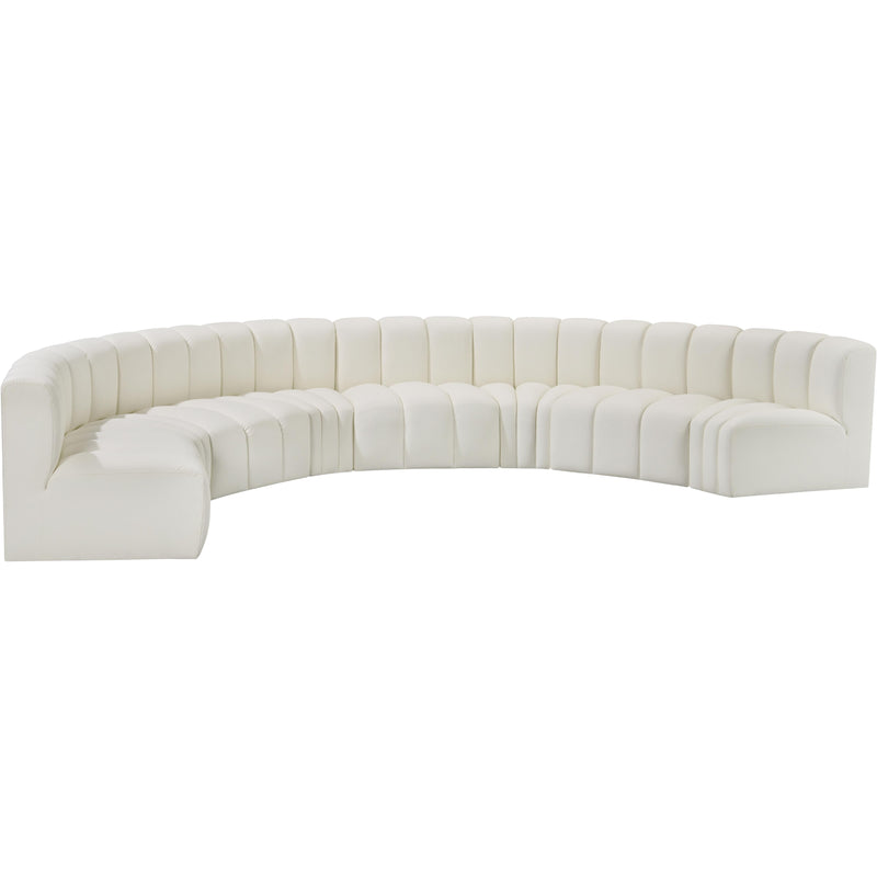 Meridian Arc Cream Vegan Leather 8 pc Modular Sectional IMAGE 4