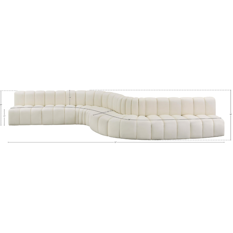 Meridian Arc Cream Vegan Leather 8 pc Modular Sectional IMAGE 13