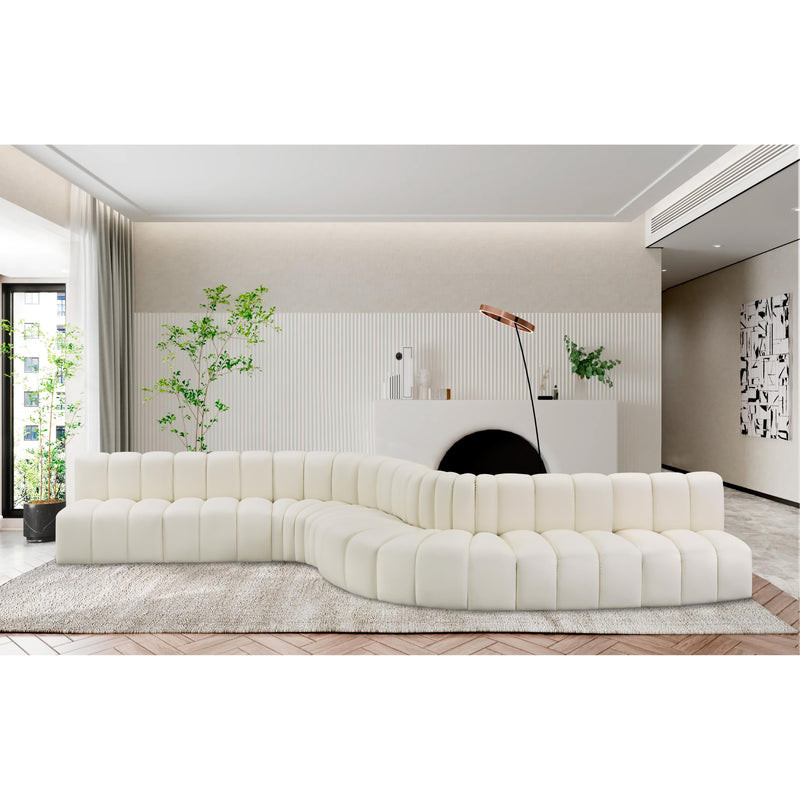 Meridian Arc Cream Vegan Leather 8 pc Modular Sectional IMAGE 2