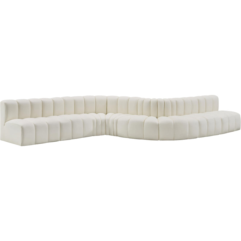 Meridian Arc Cream Vegan Leather 8 pc Modular Sectional IMAGE 3