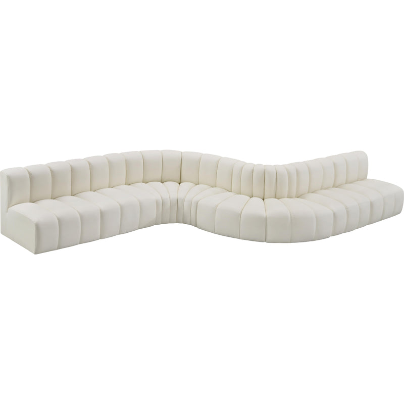 Meridian Arc Cream Vegan Leather 8 pc Modular Sectional IMAGE 4
