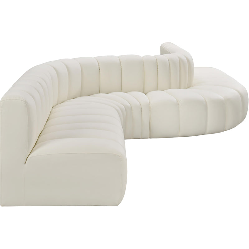 Meridian Arc Cream Vegan Leather 8 pc Modular Sectional IMAGE 5