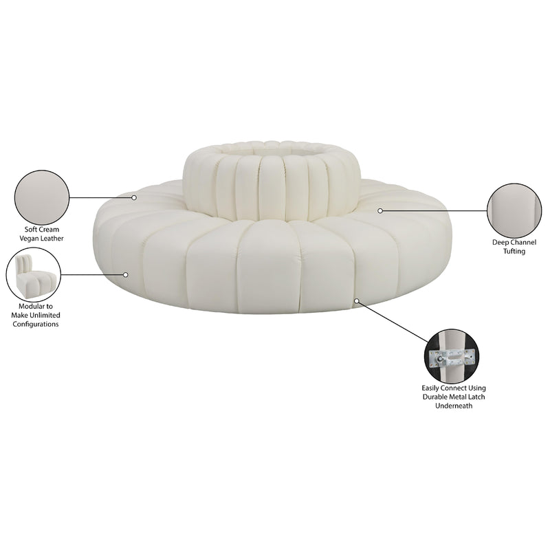 Meridian Arc Cream Vegan Leather 8 pc Modular Sectional IMAGE 8