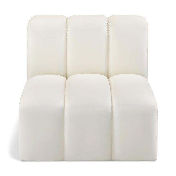 Meridian Arc Cream Vegan Leather Straight Chair IMAGE 1
