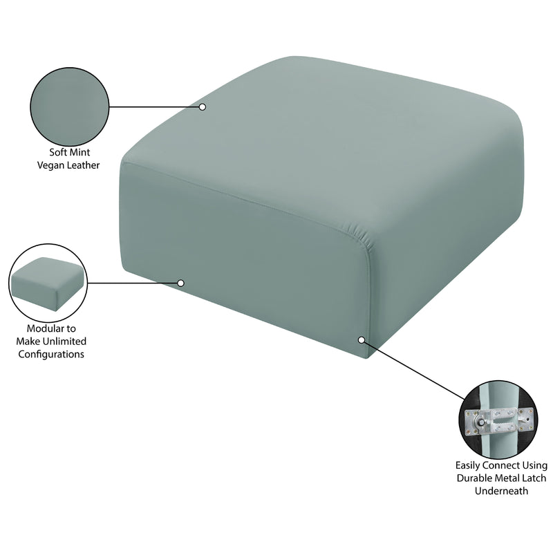 Meridian Arc Mint Green Vegan Leather Ottoman IMAGE 6