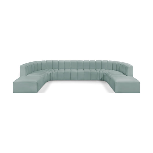 Meridian Arc Mint Green Vegan Leather 10 pc Modular Sectional IMAGE 1