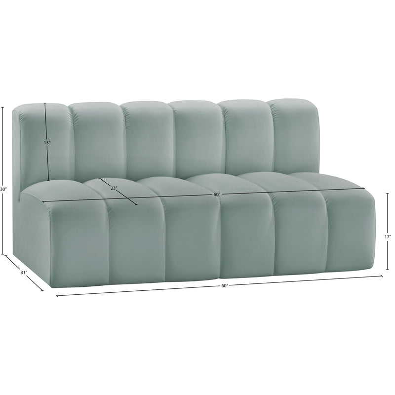 Meridian Arc Mint Green Vegan Leather 2 pc Modular Sectional IMAGE 12
