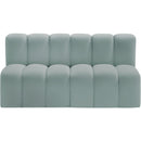 Meridian Arc Mint Green Vegan Leather 2 pc Modular Sectional IMAGE 3