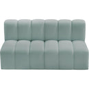 Meridian Arc Mint Green Vegan Leather 2 pc Modular Sectional IMAGE 4