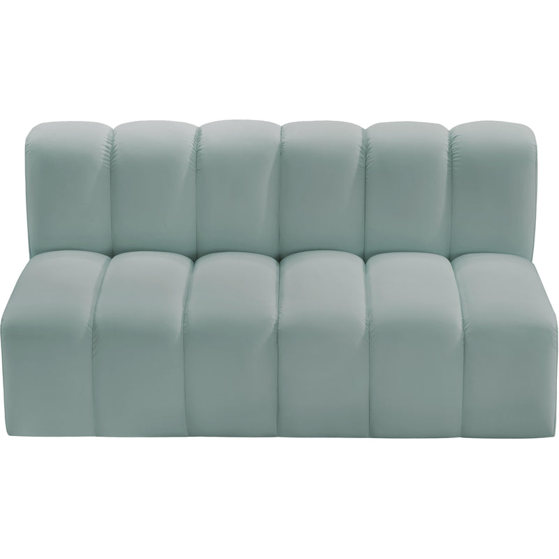 Meridian Arc Mint Green Vegan Leather 2 pc Modular Sectional IMAGE 4