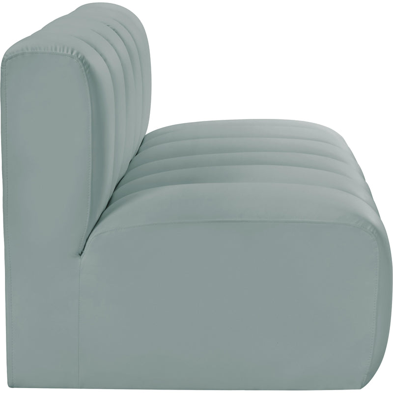 Meridian Arc Mint Green Vegan Leather 2 pc Modular Sectional IMAGE 5