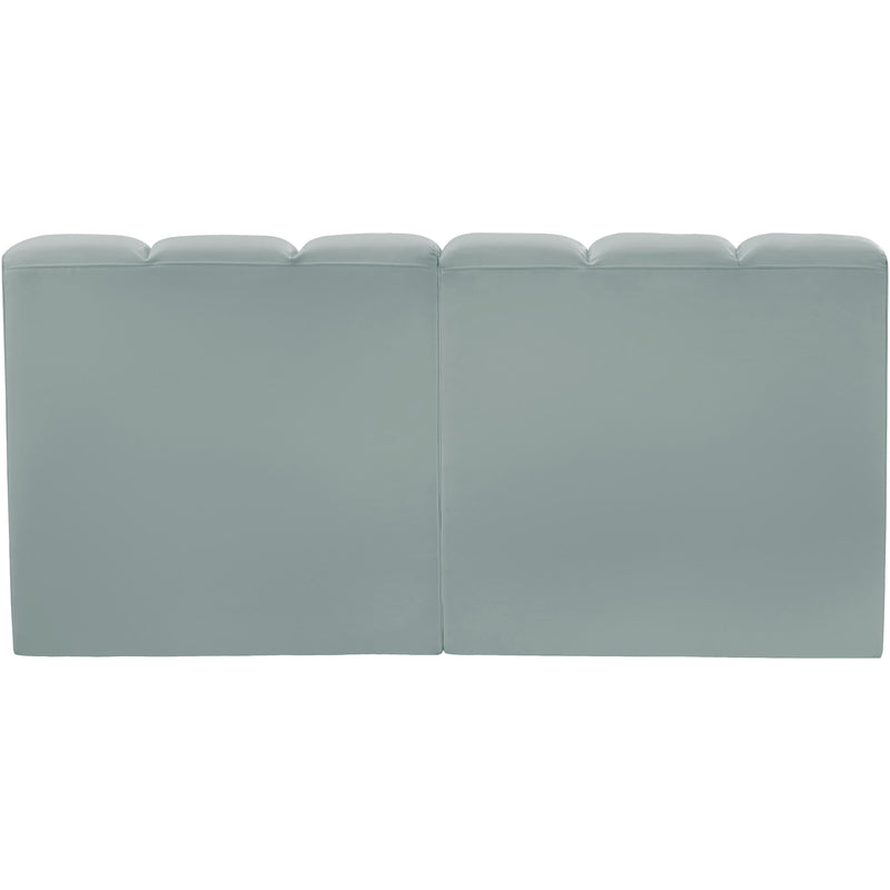 Meridian Arc Mint Green Vegan Leather 2 pc Modular Sectional IMAGE 6
