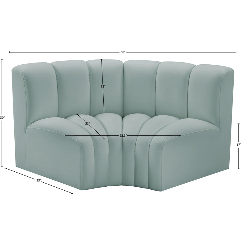Meridian Arc Mint Green Vegan Leather 2 pc Modular Sectional IMAGE 11