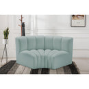 Meridian Arc Mint Green Vegan Leather 2 pc Modular Sectional IMAGE 2