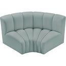Meridian Arc Mint Green Vegan Leather 2 pc Modular Sectional IMAGE 3