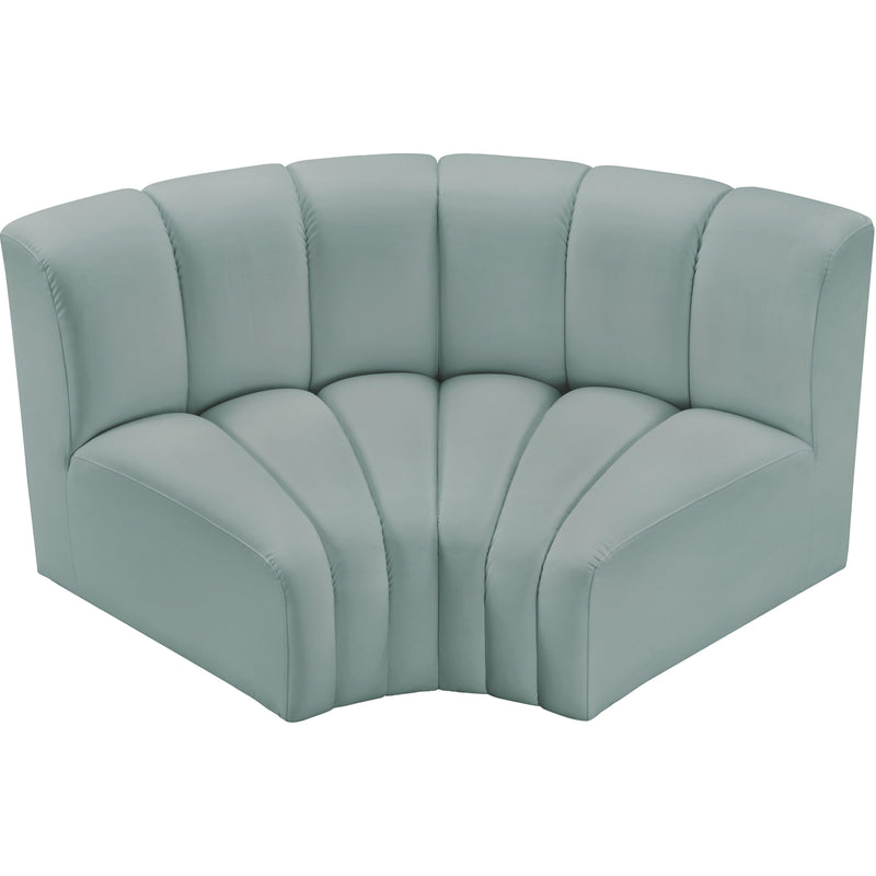 Meridian Arc Mint Green Vegan Leather 2 pc Modular Sectional IMAGE 3