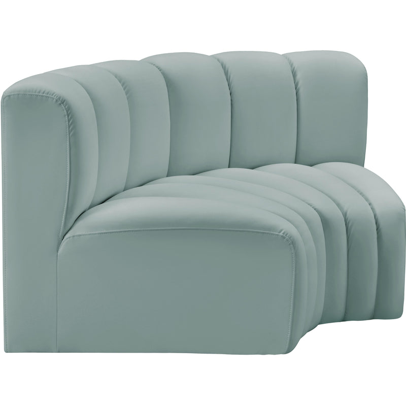 Meridian Arc Mint Green Vegan Leather 2 pc Modular Sectional IMAGE 4