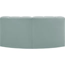 Meridian Arc Mint Green Vegan Leather 2 pc Modular Sectional IMAGE 5