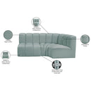 Meridian Arc Mint Green Vegan Leather 3 pc Modular Sectional IMAGE 12