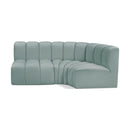 Meridian Arc Mint Green Vegan Leather 3 pc Modular Sectional IMAGE 1